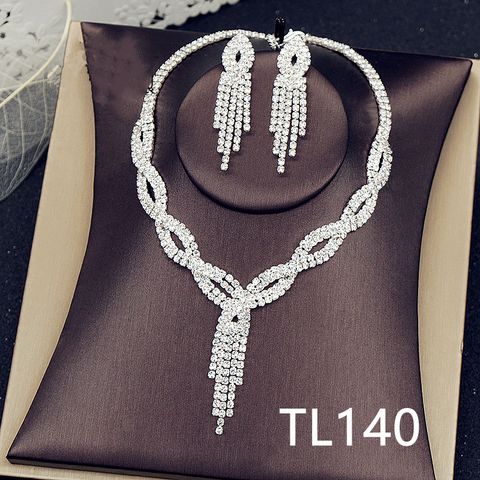 1 Set Fashion Tassel Rhinestone Women's Earrings Necklace
