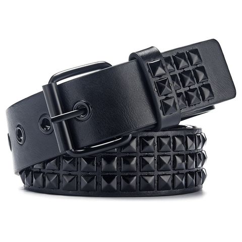 Fashion Punk Streetwear Solid Color Pu Leather Alloy Rivet Unisex Leather Belts 1 Piece