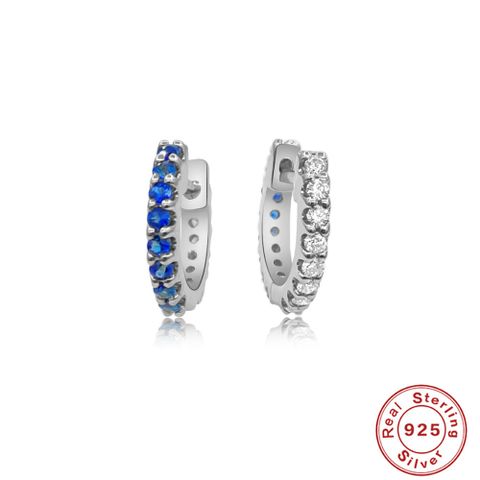 1 Pair Elegant Geometric Sterling Silver Plating Inlay Turquoise Zircon Hoop Earrings