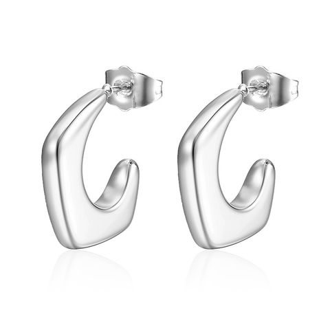 1 Pair Fashion C Shape Plating Stainless Steel Ear Studs