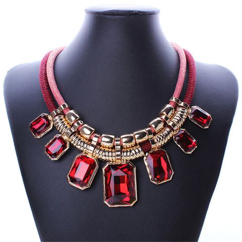 1 Piece Fashion Geometric Artificial Crystal Alloy Plating Rhinestones Women's Necklace