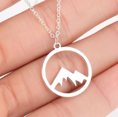 Titanium Steel Fashion Mountain Pendant Necklace