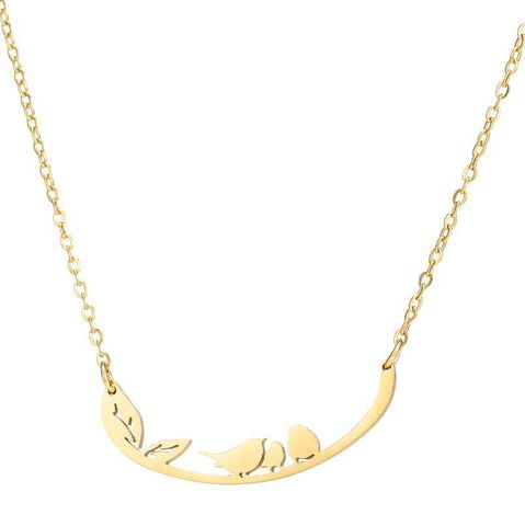 Stainless Steel Fashion Plating Bird Pendant Necklace