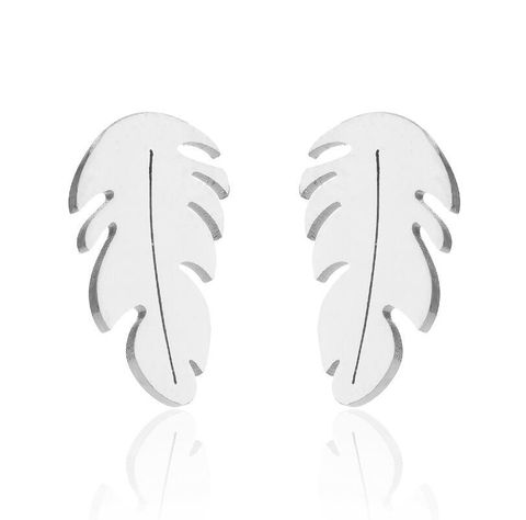 1 Pair Simple Style Feather Stainless Steel Plating Ear Studs