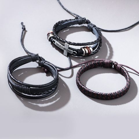 Fashion Cross Pu Leather Alloy Leather Unisex Bracelets