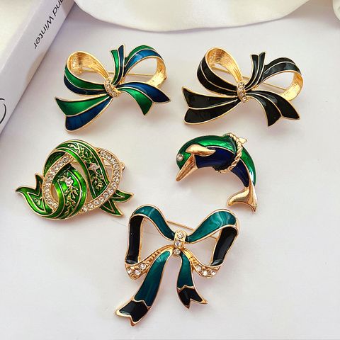 Retro Bow Knot Alloy Plating Rhinestones Unisex Brooches