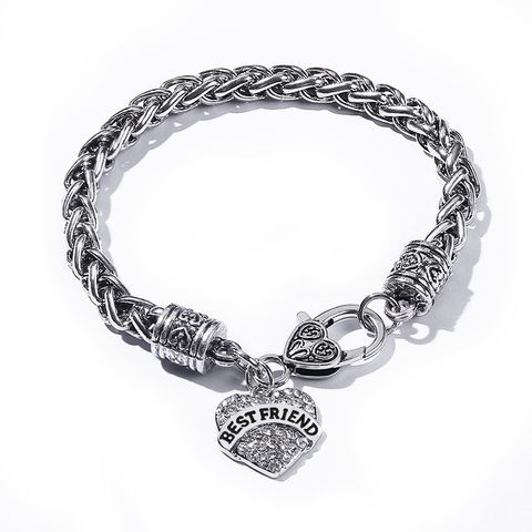 1 Piece Fashion Heart Shape Alloy Inlay Zircon Unisex Bracelets