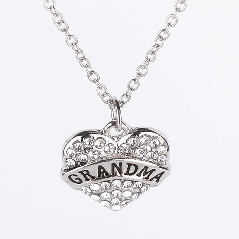 Fashion Mama Heart Shape Alloy Inlay Rhinestones Unisex Pendant Necklace