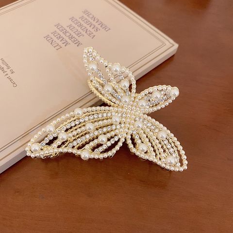 Women's Fashion Butterfly Bow Knot Alloy Plating Artificial Pearls Rhinestones Hair Claws