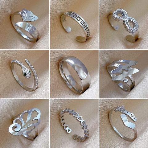 1 Piece Simple Style Letter Titanium Steel Polishing Rings