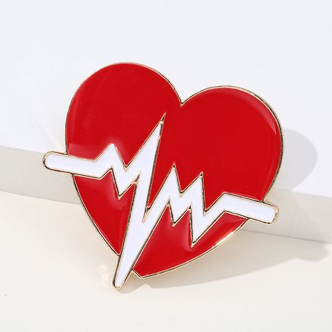 Cute Doctor Electrocardiogram Heart Shape Alloy Enamel Kid's Brooches