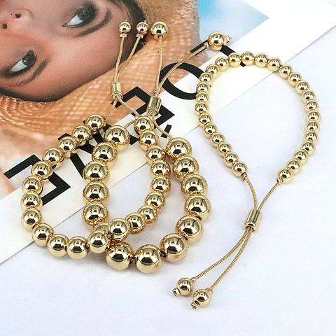 Ins Style Round Copper Gold Plated Bracelets In Bulk