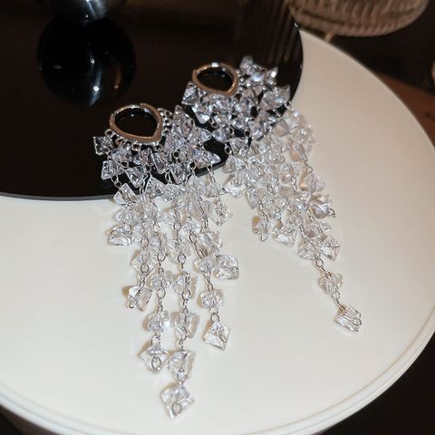 1 Pair Fashion Geometric Artificial Crystal Copper Tassel Women's Drop Earrings