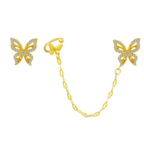 1 Pair Ins Style Fairy Style Butterfly Copper Inlay Artificial Diamond Ear Clips