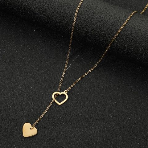 201 Stainless Steel 18K Gold Plated Simple Style Plating Heart Shape Pendant Necklace