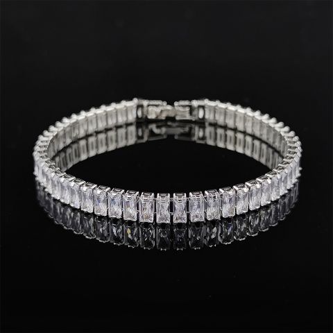 Fashion Rectangle Copper Inlaid Zircon Bracelets