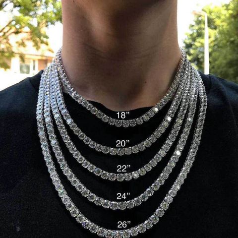 Hip-hop Geometric Copper Inlay Zircon Men's Necklace