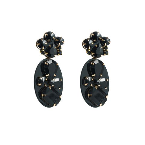 1 Pair Classic Style Oval Water Droplets Arylic Inlay Rhinestones Glass Women's Drop Earrings