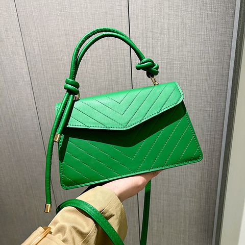 Women's Small All Seasons Pu Leather Solid Color Fashion Square Flip Cover Handbag