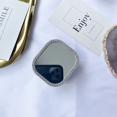 Korean Style Ins Style Diamond-embedded Heart Shape Mirror Airbag Bracket Adhesive Retractable Mobile Phone Bracket Desktop Lazy Bracket