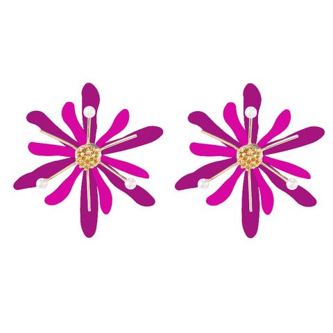 1 Pair Fashion Flower Metal Stoving Varnish Women's Ear Studs