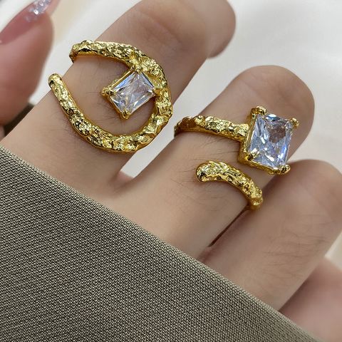 1 Piece Fashion Geometric Metal Plating Artificial Gemstones Women's Open Ring