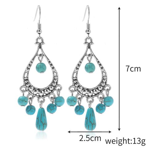 Ethnic Style Oval Water Droplets Alloy Inlay Turquoise Women's Bracelets Earrings Necklace