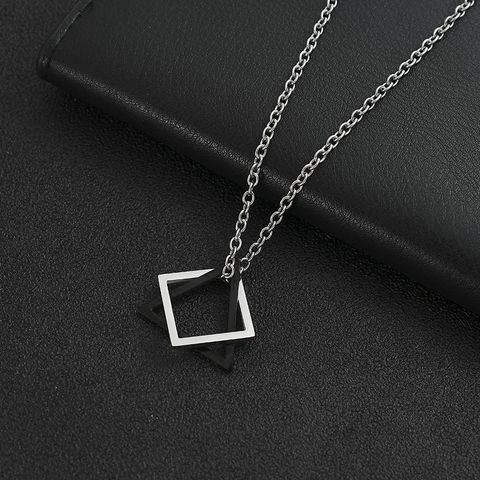 Retro Triangle Square Titanium Steel Plating Necklace
