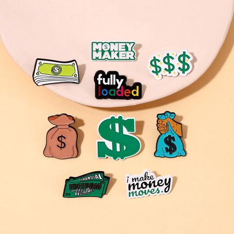 Artistic Letter Dollar Alloy Plating Unisex Brooches