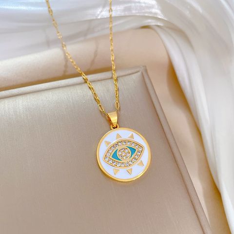 1 Piece Fashion Eye Stainless Steel Plating Zircon Pendant Necklace