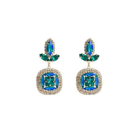 1 Pair Luxurious Geometric Alloy Inlay Rhinestones Glass Chandelier Earrings Drop Earrings