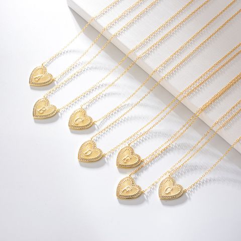1 Piece Fashion Heart Shape Sterling Silver Plating Zircon Necklace