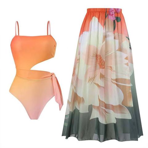Women's Sweet Gradient Color Polyester Bikinis 2 Piece Set