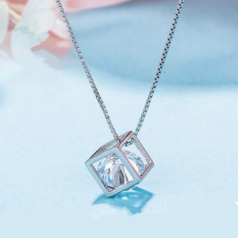 Fashion Rubik's Cube Copper Plating Zircon White Gold Plated Jewelry Accessories