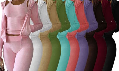 Mujeres Casual Color Sólido Spandex Poliéster Conjuntos De Pantalones