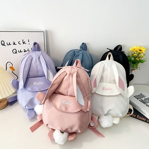 Girl'S Nylon Animal Cute Bunny Ears Square Zipper Fashion Backpack