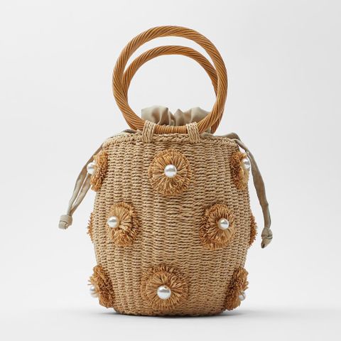Women's Medium Straw Women's Handbag Bucket Bag