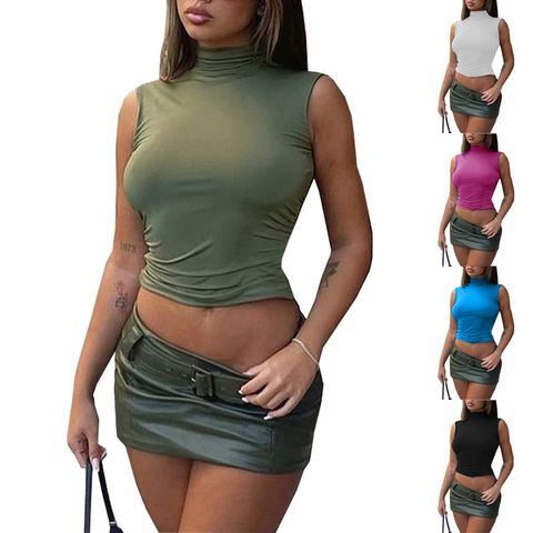 Women's Blouse Tank Tops Navel Exposed Fashion Streetwear Solid Color
