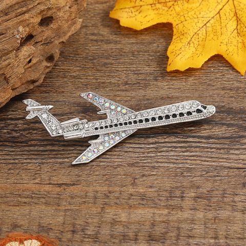 Fashion Airplane Alloy Inlay Rhinestones Unisex Brooches