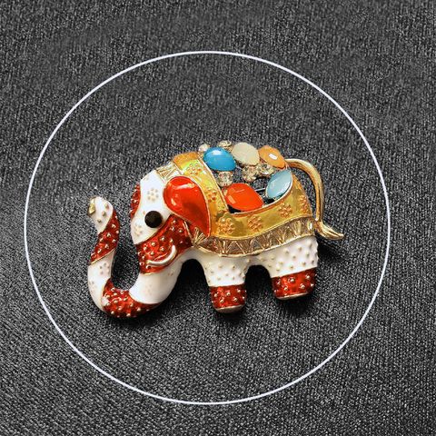 Fashion Elephant Alloy Plating Inlay Rhinestones Unisex Brooches