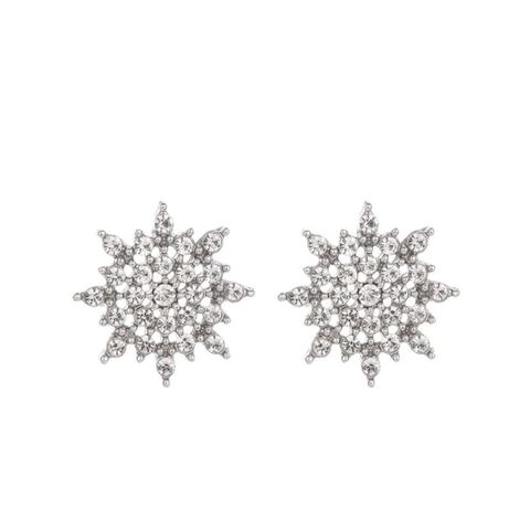 1 Pair Fashion Snowflake Alloy Inlay Rhinestones Women's Ear Studs