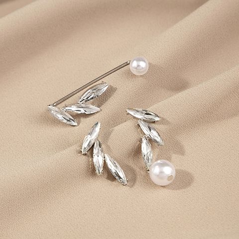 1 Set 1 Pair Fashion Leaf Star Snowflake Alloy Pearl Plating Inlay Zircon Women's Drop Earrings