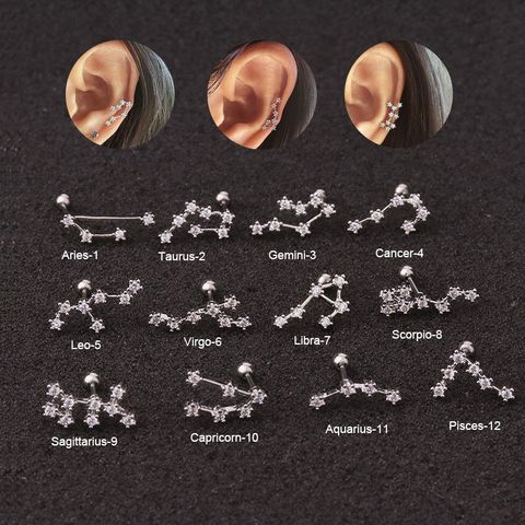 Ear Cartilage Rings & Studs Fashion Constellation 316 Stainless Steel  Copper Inlay Zircon
