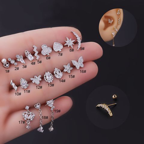 Ear Cartilage Rings & Studs Fashion Geometric 316 Stainless Steel  Copper Plating