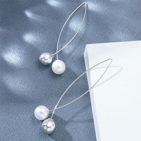 1 Pair Elegant Geometric Alloy Plating Artificial Pearls Women's Drop Earrings