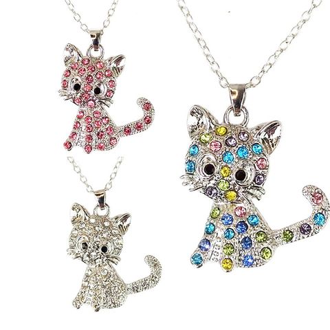 1 Piece Fashion Cat Alloy Diamond Rhinestones Women's Pendant Necklace