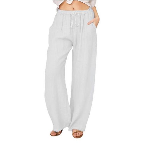 Women's Daily Casual Solid Color Full Length Pocket Casual Pants