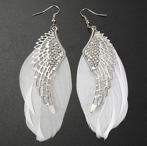 1 Pair Simple Style Wings Alloy Hollow Out Women's Earrings