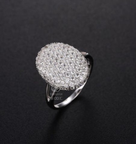1 Piece Shiny Oval Alloy Plating Inlay Artificial Diamond Women's Rings