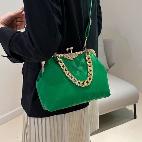 Women's Medium Pu Leather Solid Color Elegant Classic Style Square Buckle Crossbody Bag Evening Bag